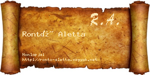 Rontó Aletta névjegykártya